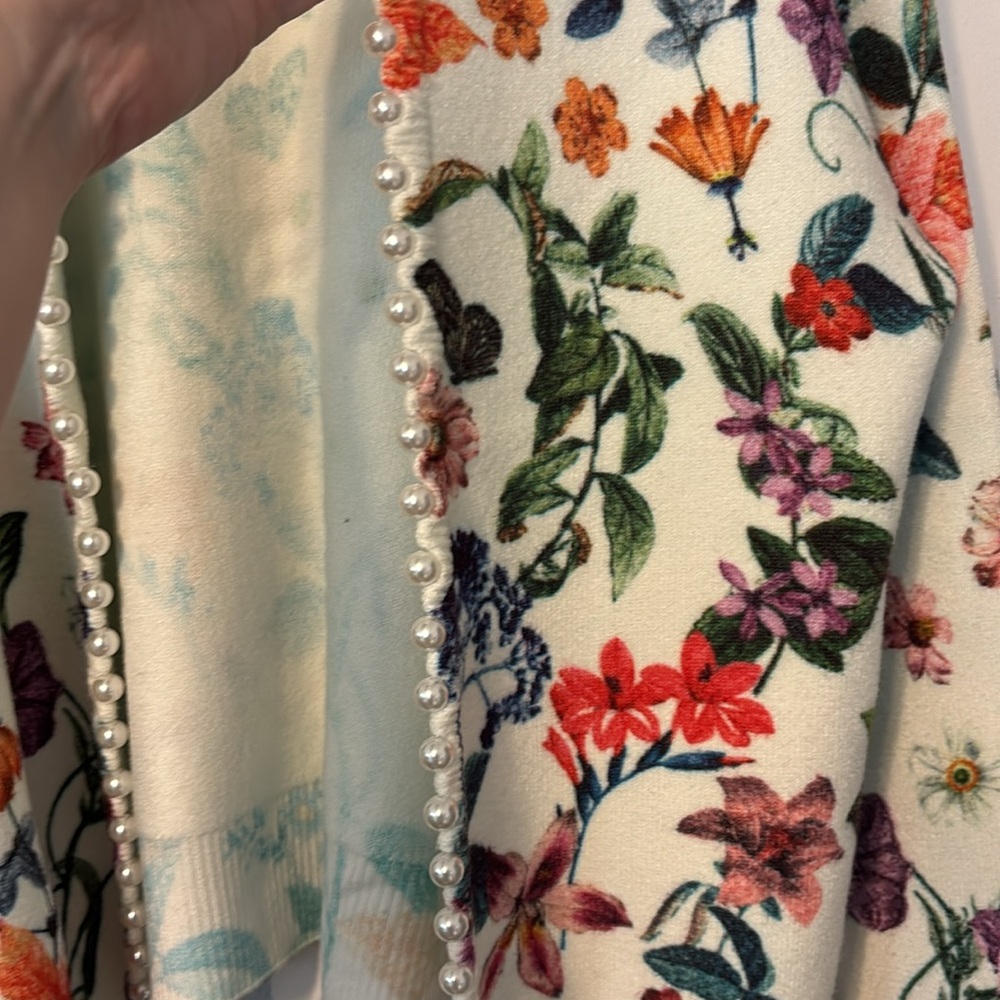Boston Proper Floral Pearl-Embellished Women's Sweater - Picture 2 of 3